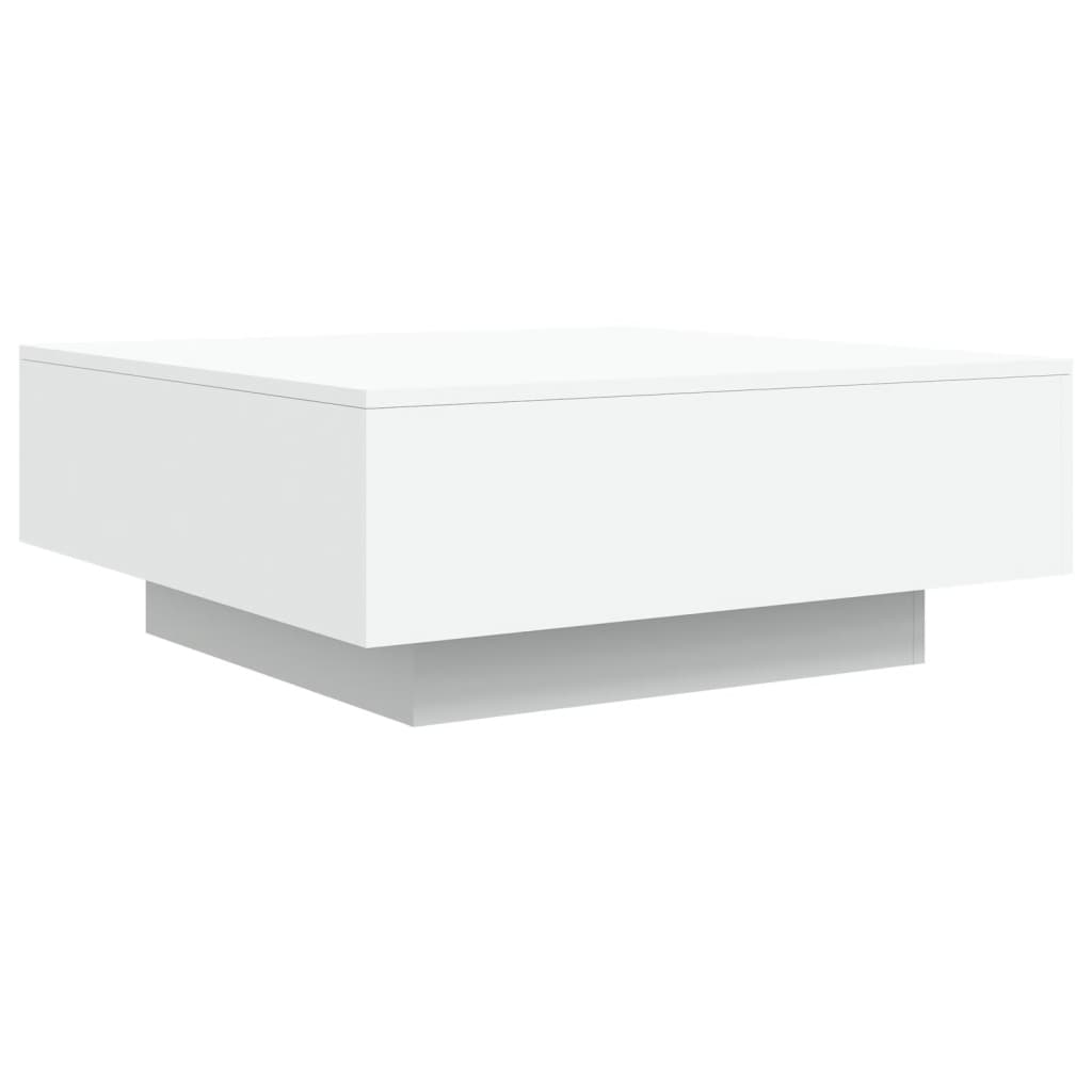 Coffee Table with LED Lights - Modern White Design - 80x80x31 cm