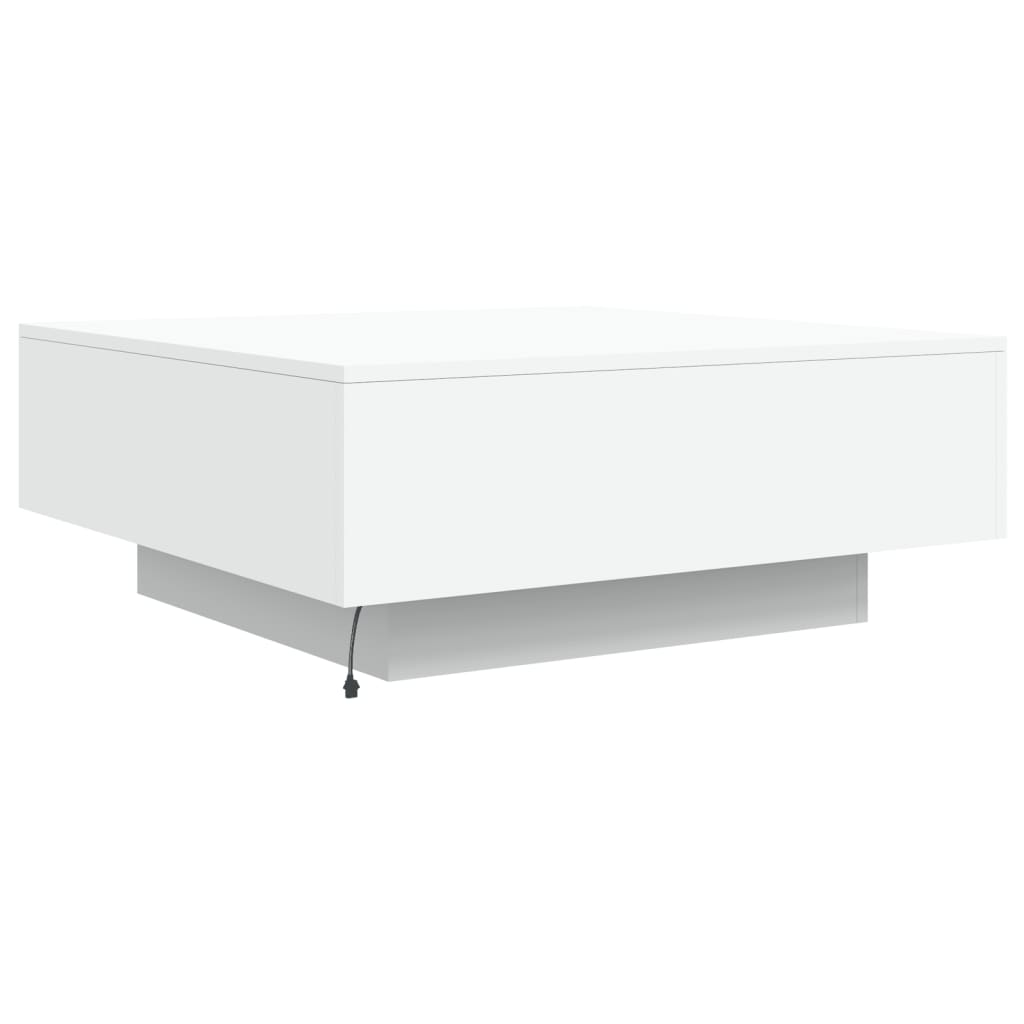 Coffee Table with LED Lights - Modern White Design - 80x80x31 cm