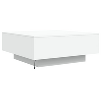 Coffee Table with LED Lights - Modern White Design - 80x80x31 cm