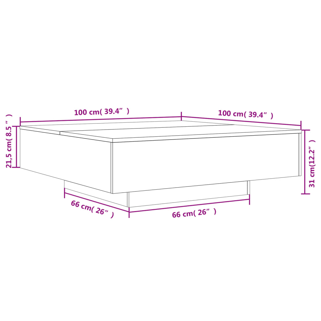 Coffee Table White 100x100x31 cm | Engineered Wood | Modern Design