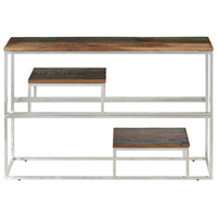 Console Table - Silver Stainless Steel and Solid Reclaimed Wood