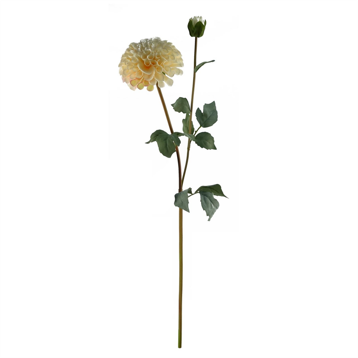 6 x Dhalia PomPom Artificial Flowers Cream - High Attention to Detail