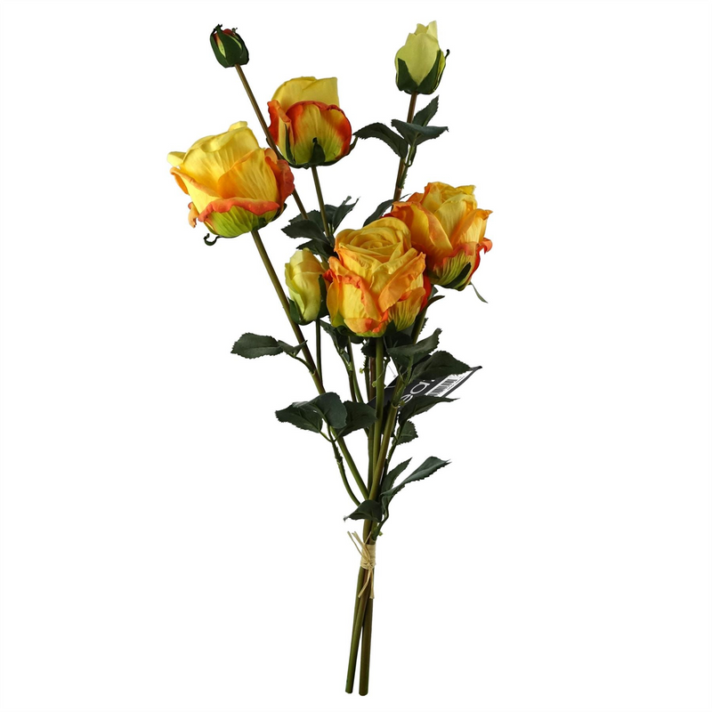 6 x Yellow Rose Artificial Flowers | High-Quality, Realistic Faux Flowers