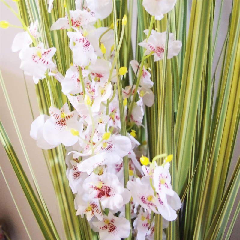 Artificial Grass Plant White Orchid Flowers 165cm - Realistic Design