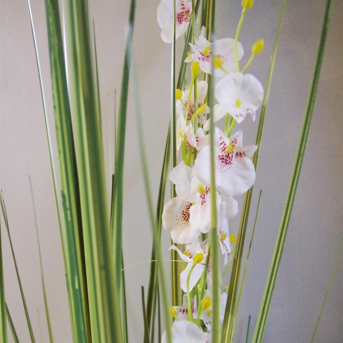 Artificial Grass Plant White Orchid Flowers 165cm - Realistic Design