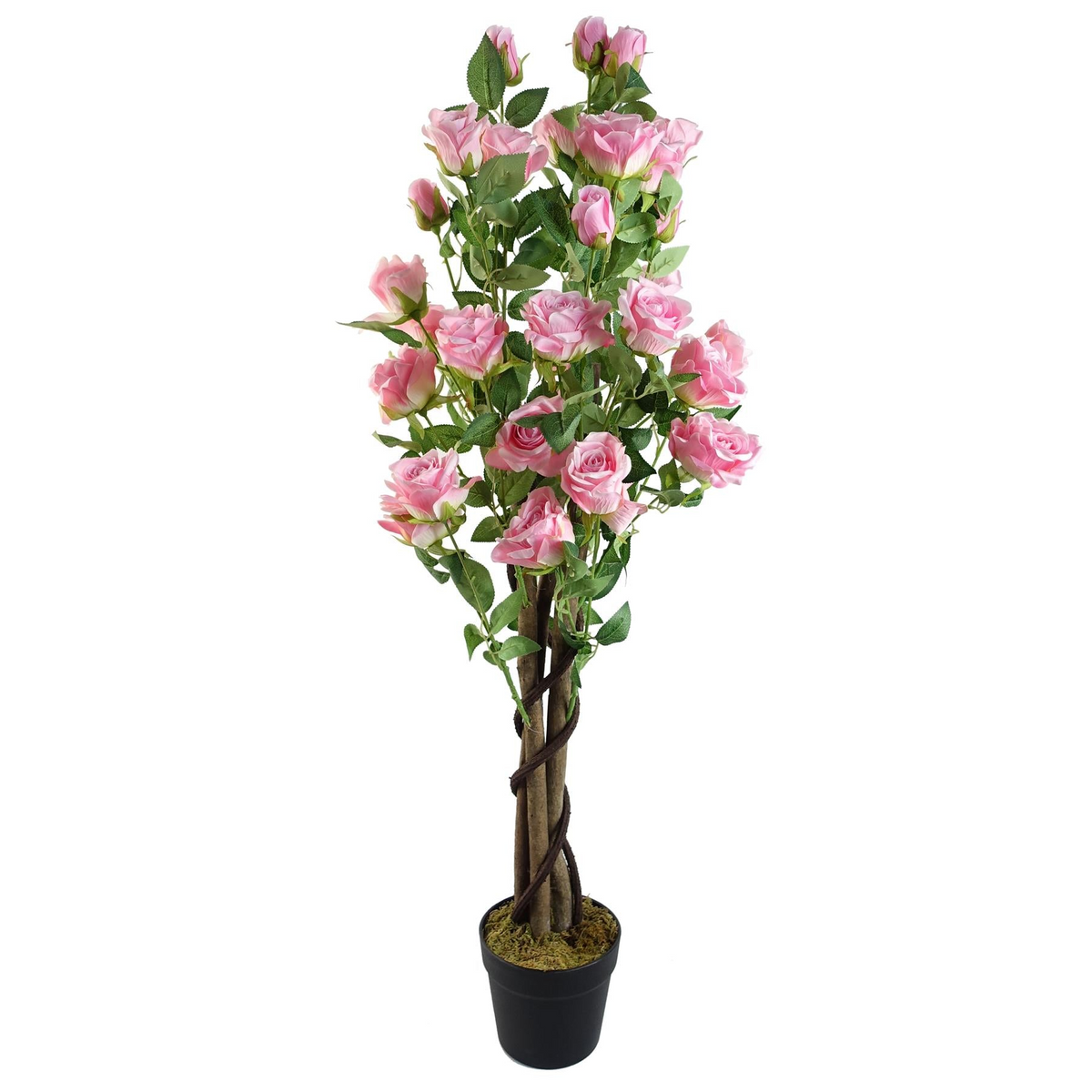 Artificial Pink Rose Tree - Lifelike Silk Flowers