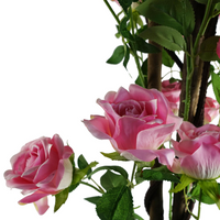 Artificial Pink Rose Tree - Lifelike Silk Flowers