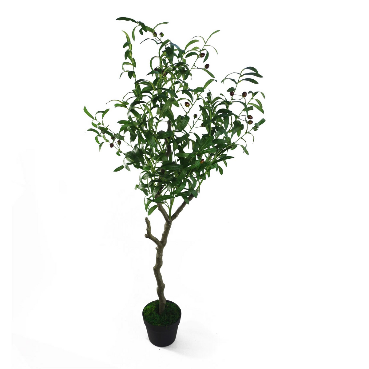 Artificial Olive Tree Bush - Lifelike Foliage, 120cm Tall, Plastic Weighted Pot