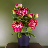 Artificial Peony Plant Pink - High-Quality Faux Flower - Leaf Design UK