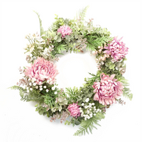 Artificial Pink Floral Wreath - Large Luxury Blossom Floristry Wreath