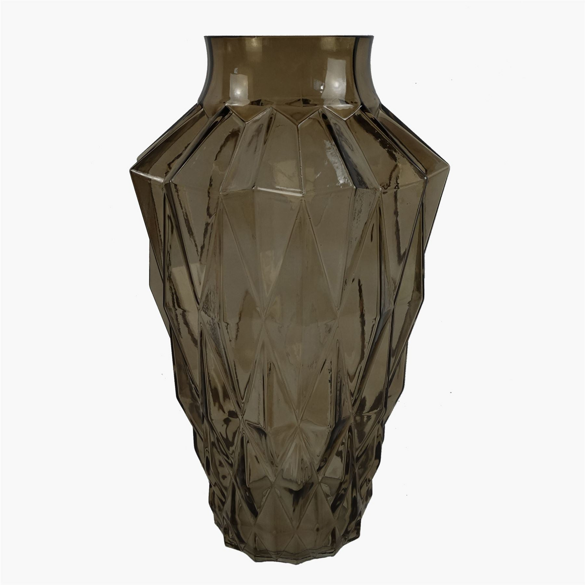 Brown Geometric Glass Vase 30cm - Contemporary Decor for Home or Office