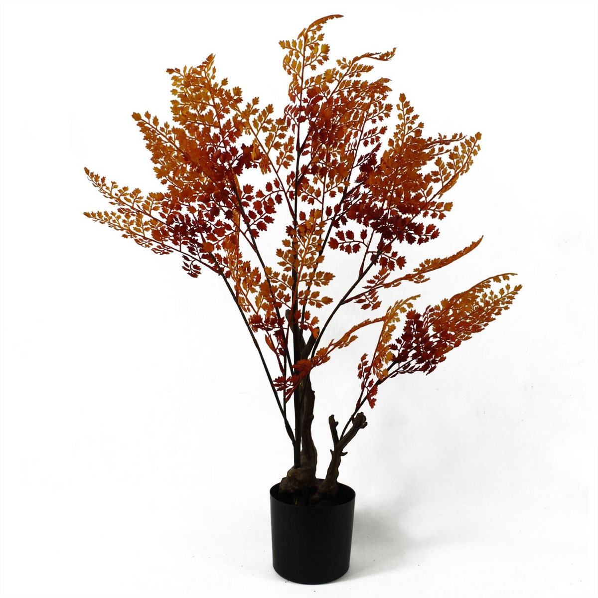 Artificial Tree Plant Autumn Orange Fern - Realistic Replica with Plastic Weighted Pot