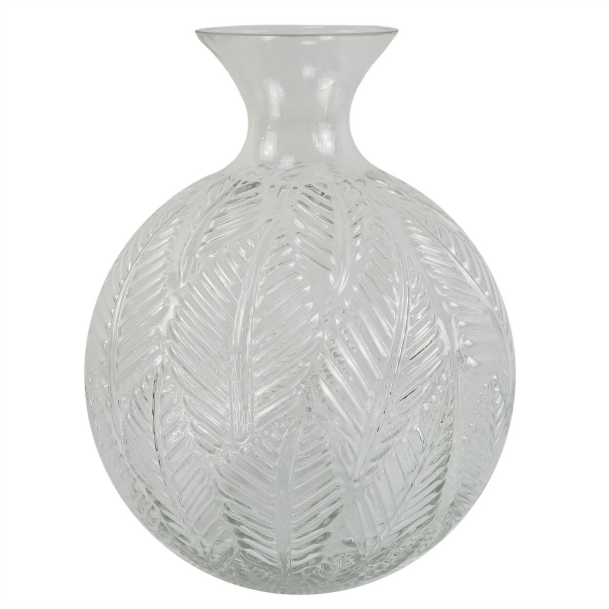 Glass Vase Clear Fern Print Glass Bottle Vase 26cm - Elegant Home Decor Accent