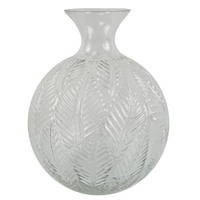 Glass Vase Clear Fern Print Glass Bottle Vase 26cm - Elegant Home Decor Accent