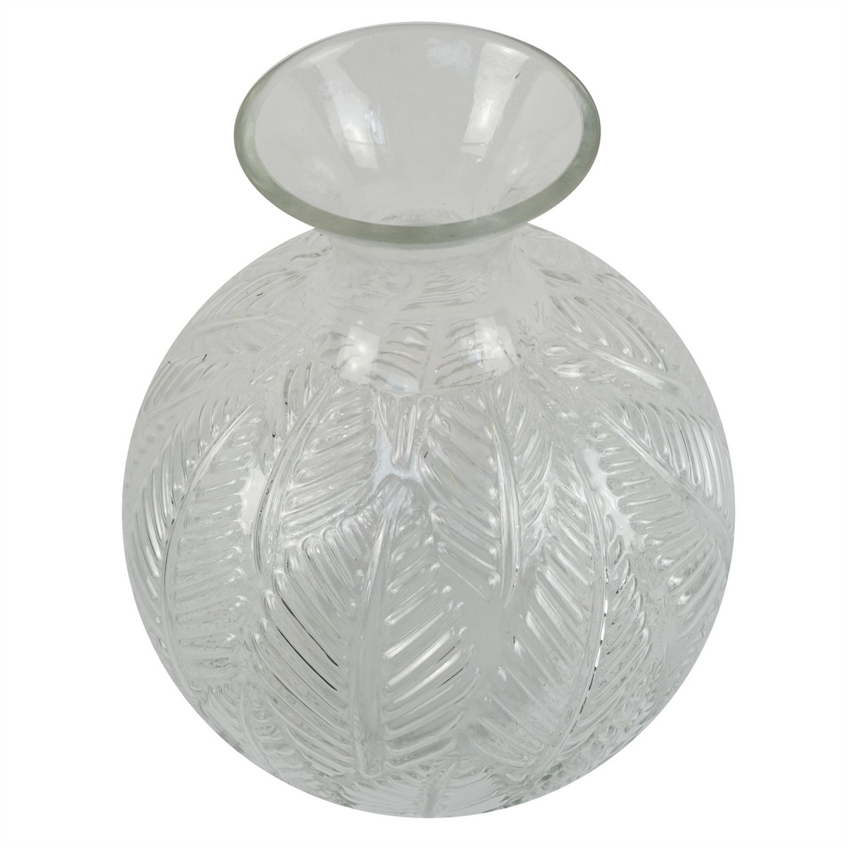 Glass Vase Clear Fern Print Glass Bottle Vase 26cm - Elegant Home Decor Accent