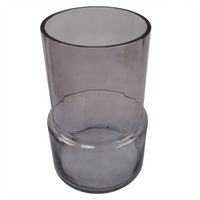 Elegant Glass Vase Grey Smoke Tint 26cm - Leaf Design UK