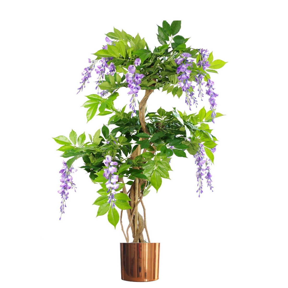 Artificial Wisteria Tree Plant with Copper Planter - Realistic Design, 110cm Tall