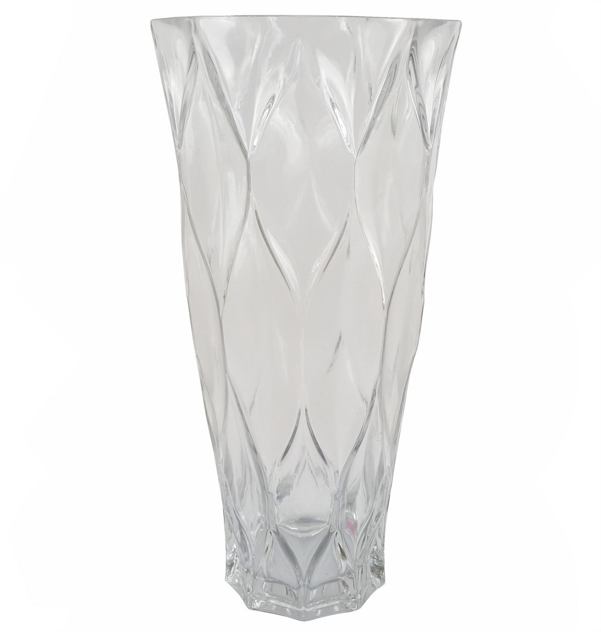 Clear Chunky Ridged Glass Vase 35cm - Ideal for Real and Artificial Flowers