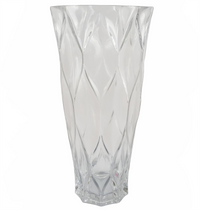 Clear Chunky Ridged Glass Vase 35cm - Ideal for Real and Artificial Flowers