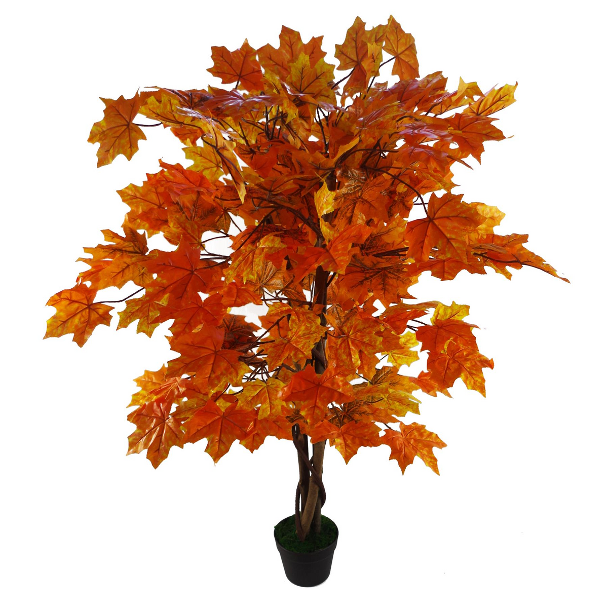 Artificial Tree Large Orange Maple Autumn 125cm - Realistic Foliage for Offices or Home Use