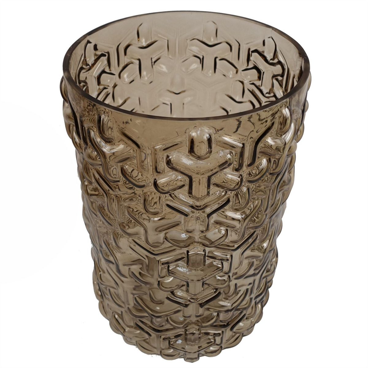 Glass Vase Embossed Chestnut Glass Vase 26cm - Hand Finished, Suitable for Real or Artificial Flowers