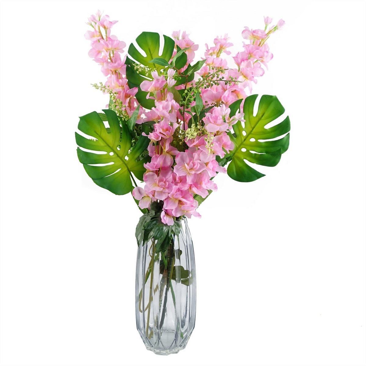 Clear Contemporary Glass Vase 30cm | Elegant Leaf Design - Leaf Design UK