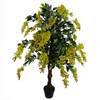 Artificial Wisteria Tree 120cm with Yellow Trunk - Realistic Leaf Design