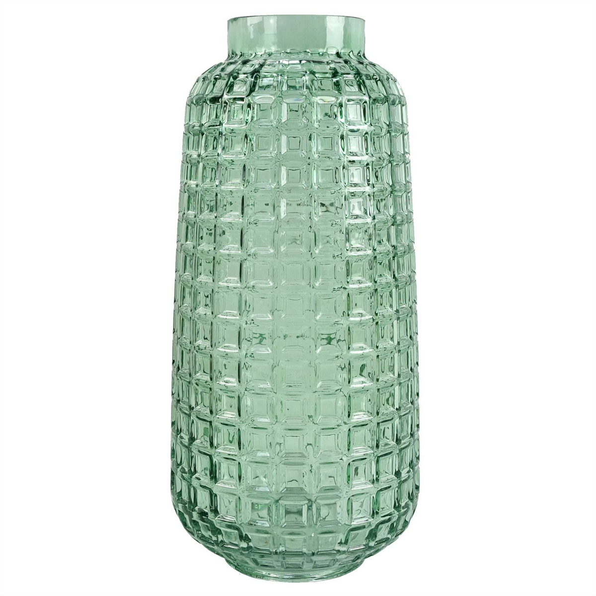 Buy Glass Vase Green Cube Glass Vase 30cm | Leaf Design UK