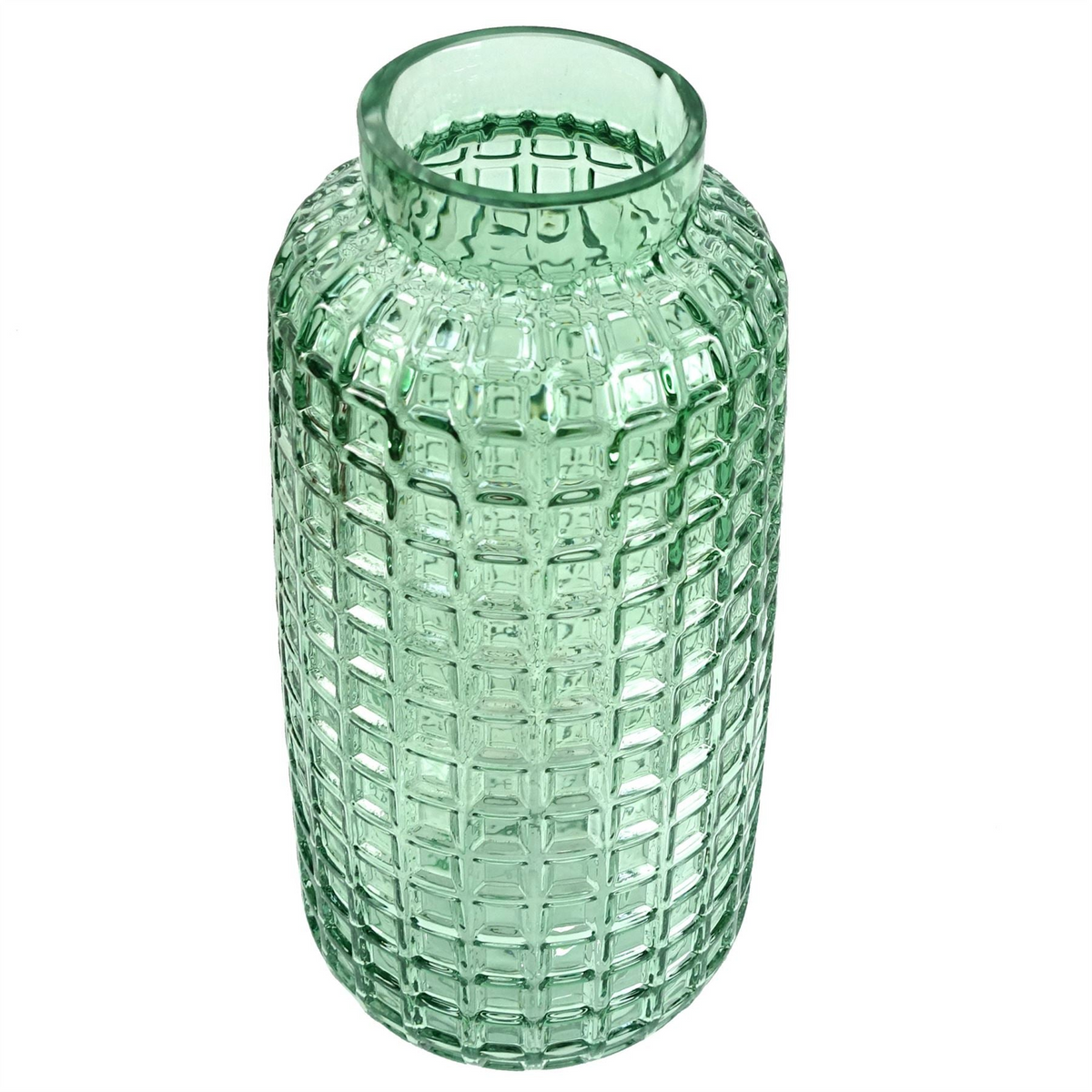 Buy Glass Vase Green Cube Glass Vase 30cm | Leaf Design UK