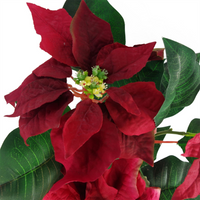 Artificial Poinsettia Plant Grey Pot - Lifelike Decorative Plant with Weighted Pot