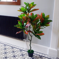 Artificial Tree 130cm Bright Modern - Realistic Variegated Croton Plant | Leaf Design UK