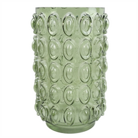 Green Retro Bubble Glass Vase - 30cm | Leaf Design | Elegant Home Decor