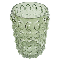 Green Retro Bubble Glass Vase - 30cm | Leaf Design | Elegant Home Decor