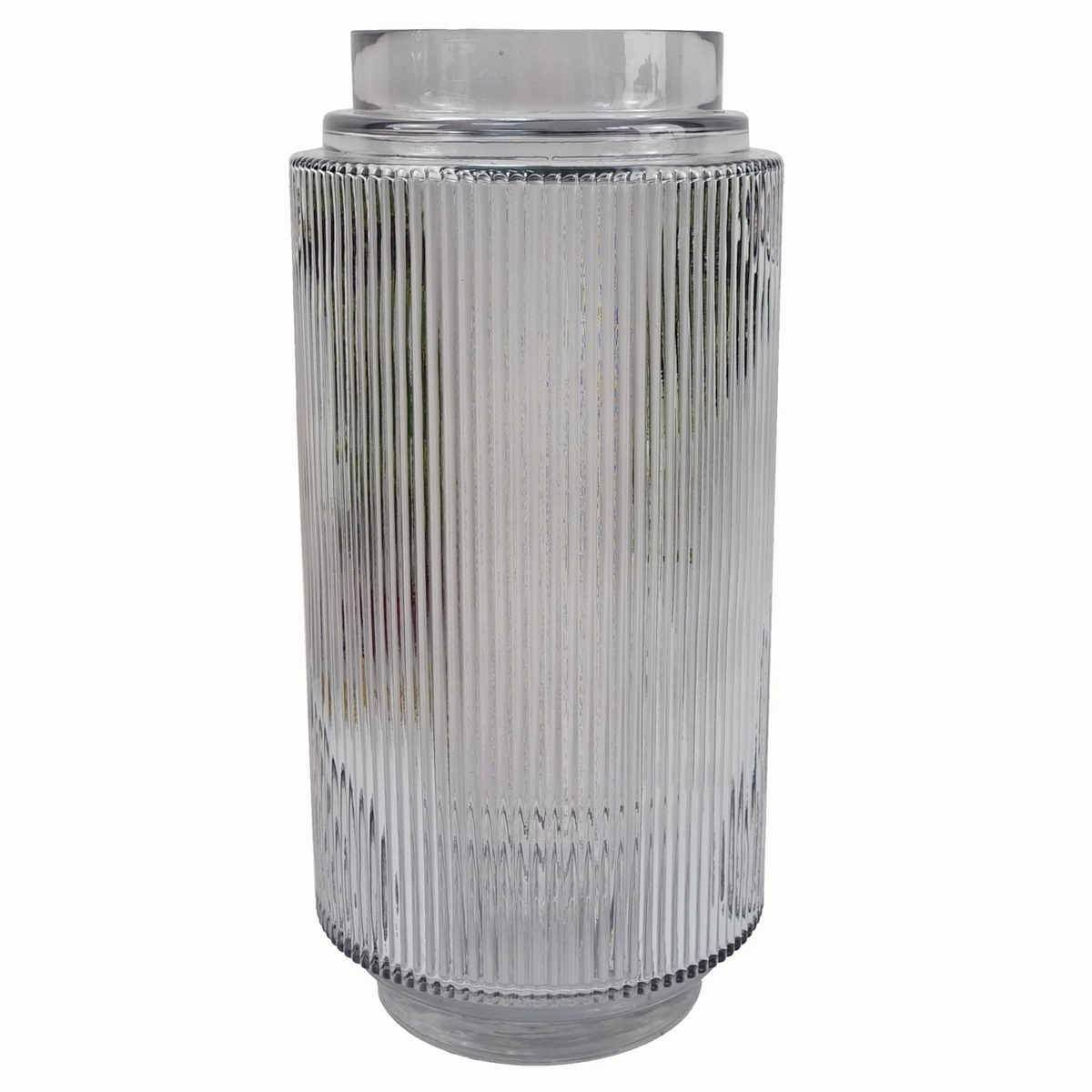 Clear Ridged Glass Vase 31cm | Leaf Design UK