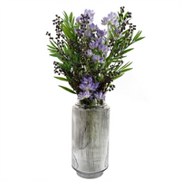 Clear Ridged Glass Vase 31cm | Leaf Design UK