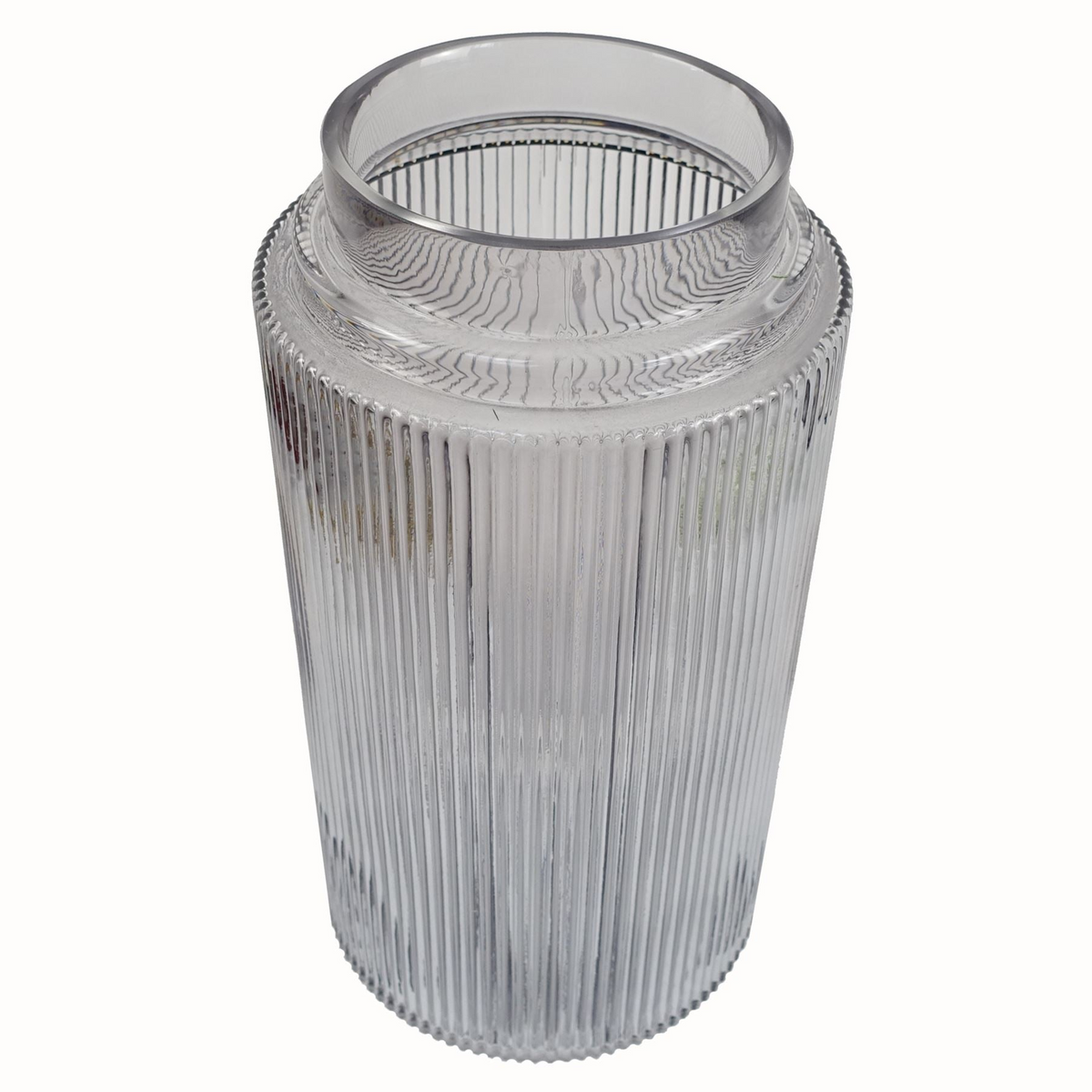 Clear Ridged Glass Vase 31cm | Leaf Design UK