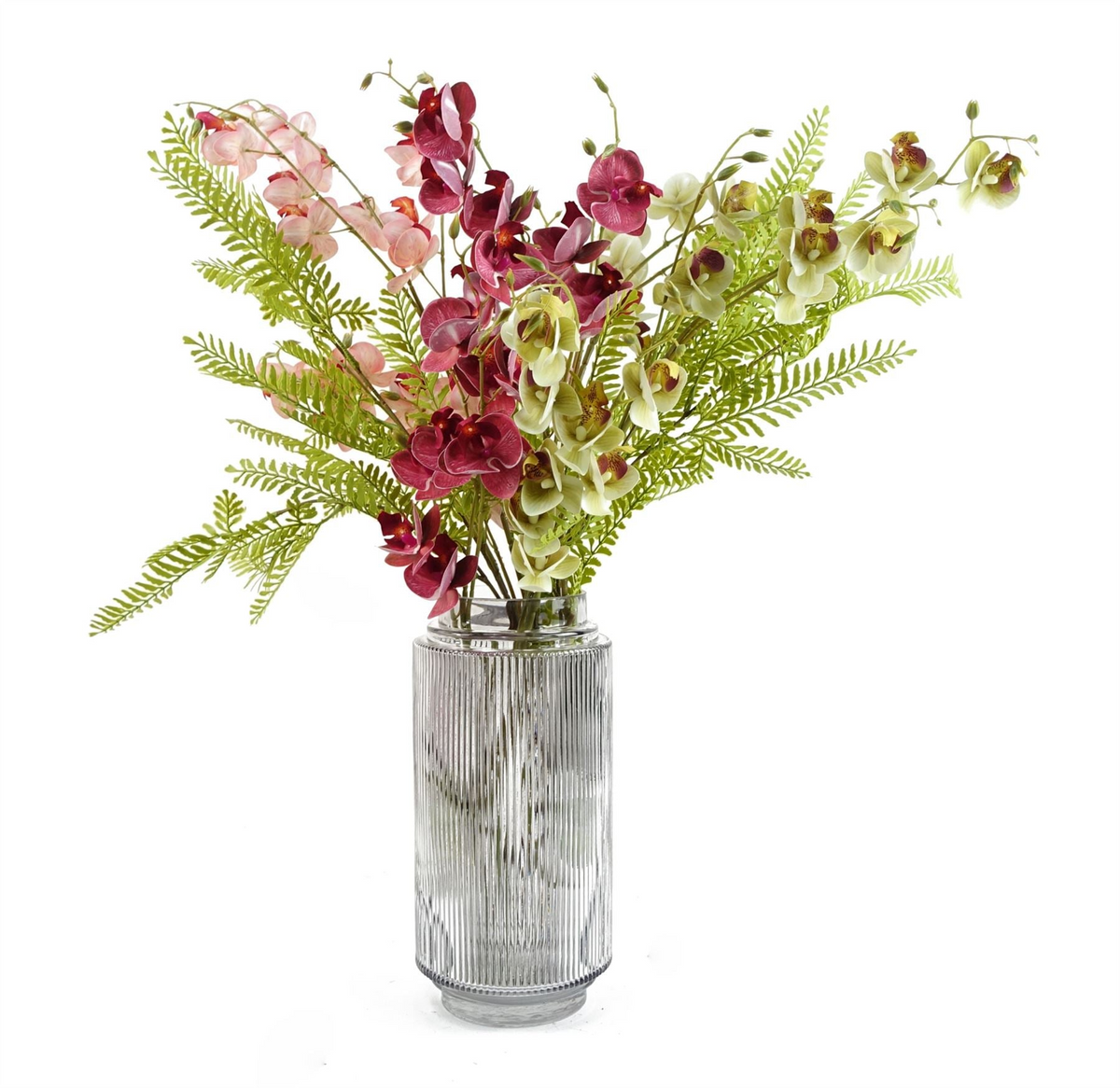 Clear Ridged Glass Vase 31cm | Leaf Design UK