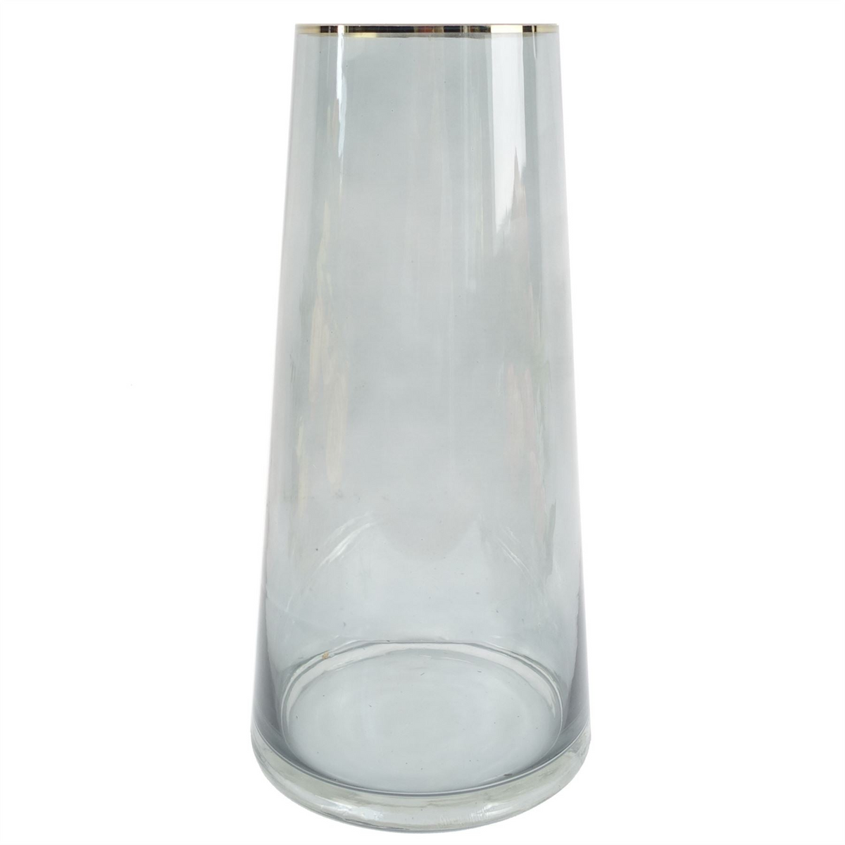 Glass Vase Gold Rim Smoke Grey Glass Vase 28cm - Elegant Home Decor