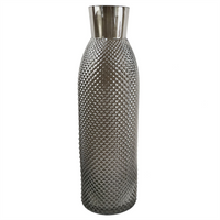 Glass Vase Smoke Grey Diamond Tall Glass Vase 50cm - Elegant Home Decor