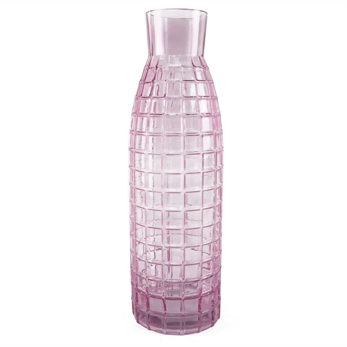 Glass Vase Tall Pink Square Glass Vase 49cm | Leaf Design