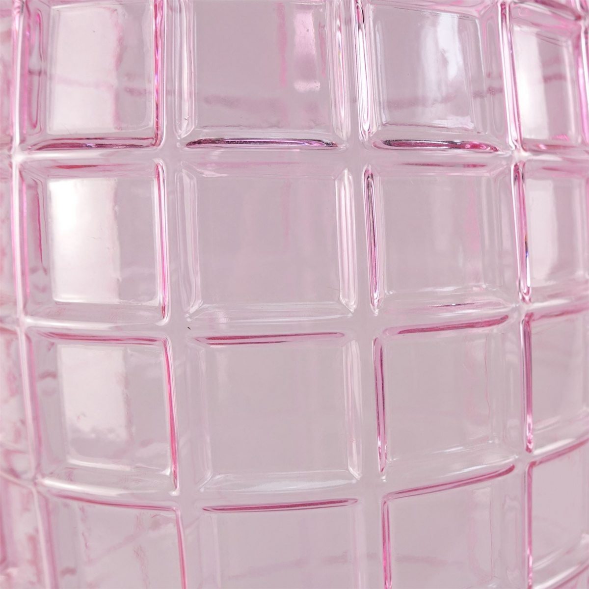 Glass Vase Tall Pink Square Glass Vase 49cm | Leaf Design