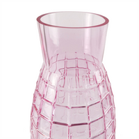 Glass Vase Tall Pink Square Glass Vase 49cm | Leaf Design