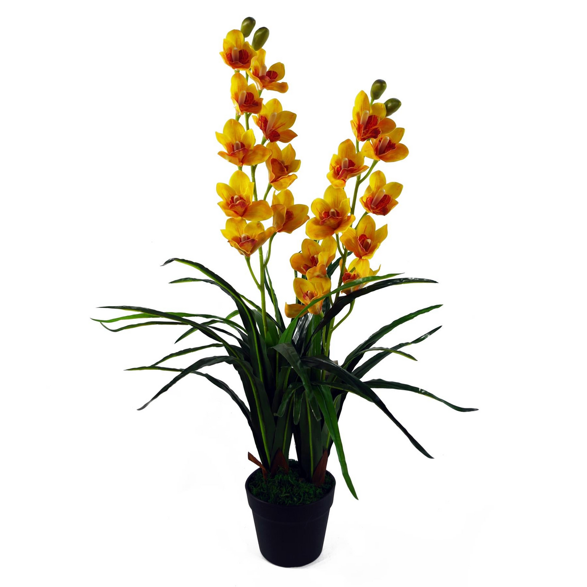 Artificial Yellow Orchid Plant Dark Pink Flowers 90cm - Vibrant and Beautiful