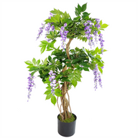 Artificial Wisteria Tree 110cm with Realistic Purple Trunk - Leaf Design UK