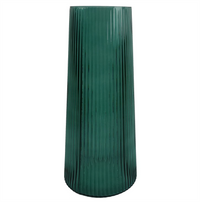 Green Ridged Glass Vase 28cm - Contemporary Leaf Design | Leaf Design UK