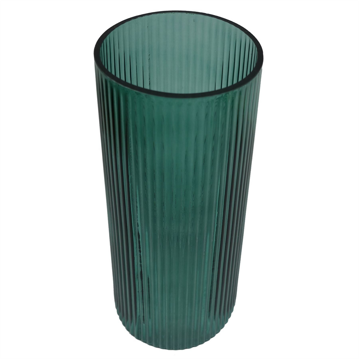 Green Ridged Glass Vase 28cm - Contemporary Leaf Design | Leaf Design UK