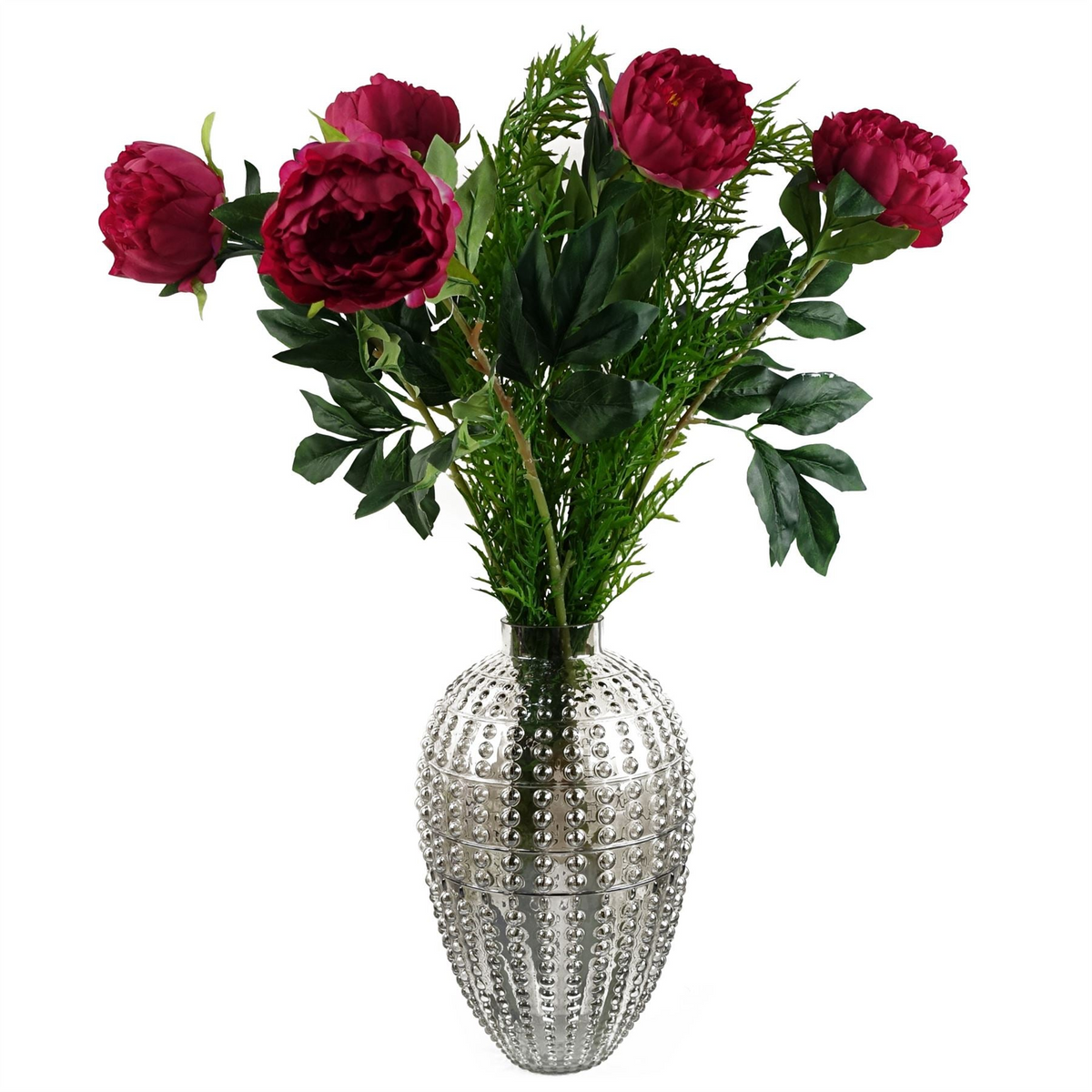 Smoke Grey Bubble Vase 35cm - Hand Finished Glass Vase for Real and Artificial Flowers