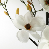 Magnolia Artificial Tree White Potted - Elegant Silk Flowers, Wired Stems - Leaf Design UK