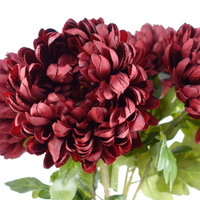 Leaf 70cm Red Chrysanthemum Glass Ball Vase - Beautiful Artificial Flower Arrangement