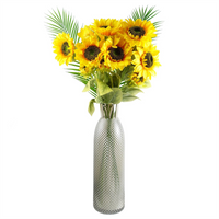 Leaf 100cm Yellow Artificial Sunflower Arrangement Glass Vase | Stunning Home Decor